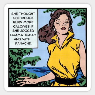 Comic Woman Jogs With Panache Sticker